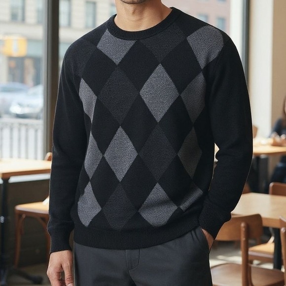 Dockers Other - Dockers checkered diamond sweater knit long sleeve crewneck 'regular fit'